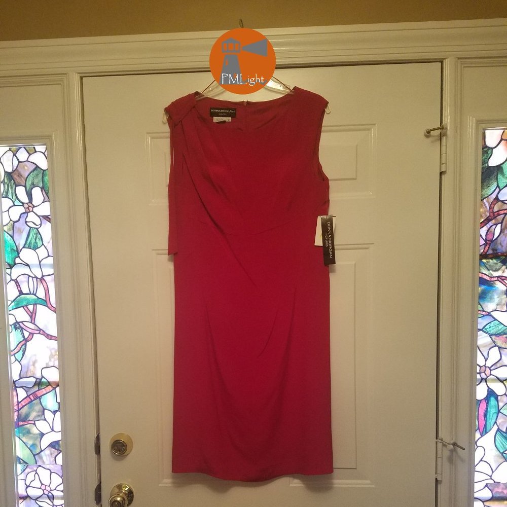 Donna Morgan Red Sleeveless Dress Silk 12 Petite New